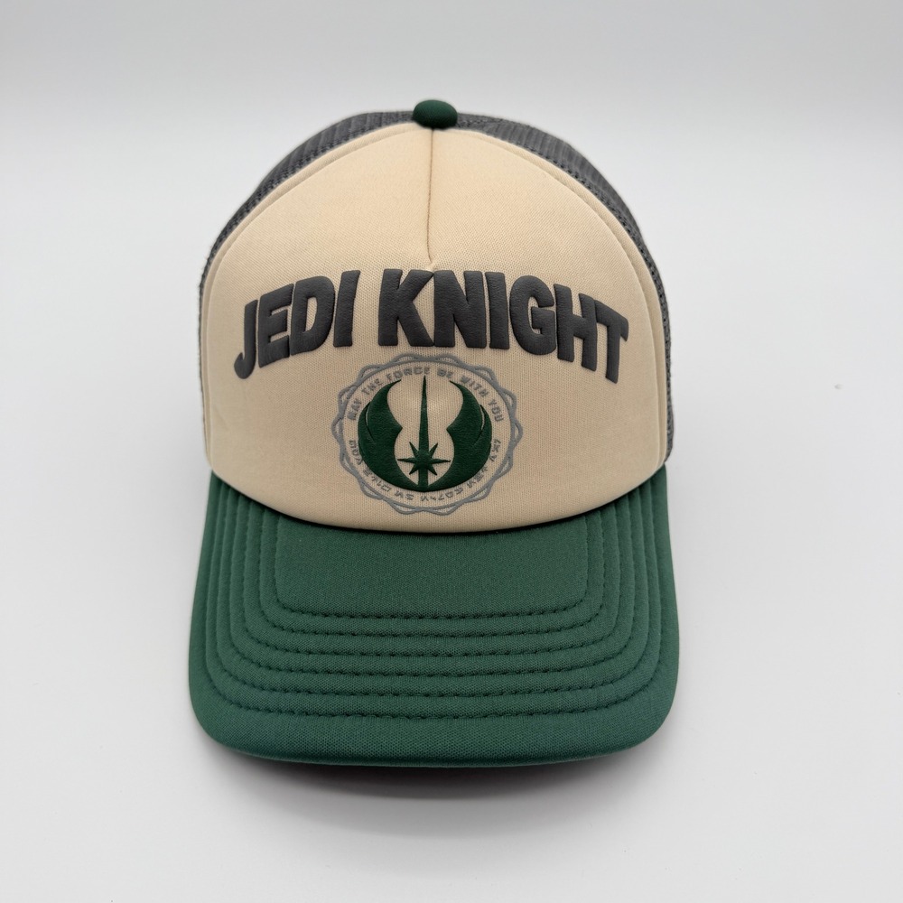 Star Wars Jedi Knight Trucker Hat Unisex OS Cream Green Snapback Mesh Sci-Fi Cap